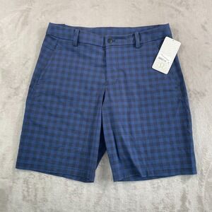 Lululemon Kahuna Shorts 2.0 Men 38 Blue Plaid Performance Stretch Golf NWT $78